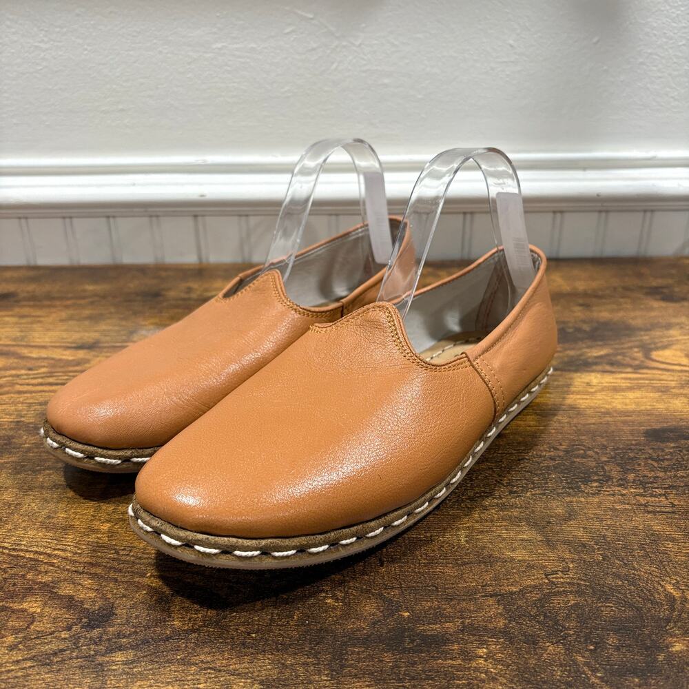 Sabah Mens Size 41 US 9-9.5 Shoes Turkish Brown Tan Leather Slip On Handmade - Picture 13 of 13